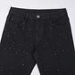 👖 HOT SALE 60% OFF! ✨ Rhinestone Embellished Slim-Fit Black Denim Jeans - Stretch Comfort with Sparkling Waistband for a Dazzling Look 💎🖤