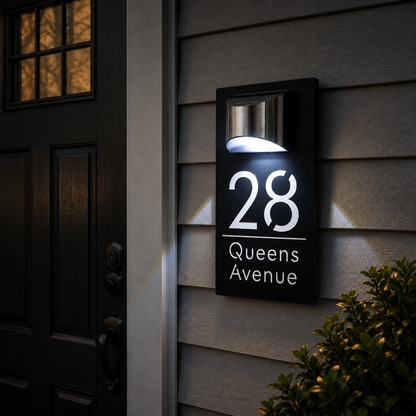 🎄 Save 50%! 🏠 Personalized Solar Door Plaque – Custom LED house number sign ✨