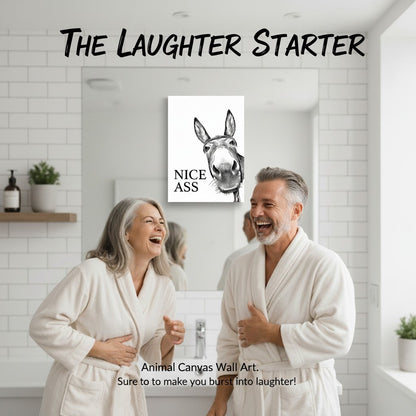 🖼️ 60% OFF NOW! 🚽 Funny Bathroom Wall Art – “Nice Ass” Donkey Print, Humorous Home Decor & Water-Resistant 🏠✨