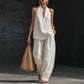 👗 50% OFF NOW! 🌊 Boho Linen Two Piece Set – Halter neck top & wide leg pants – Perfect for beach, vacation or brunch – lightweight & breathable 🌸