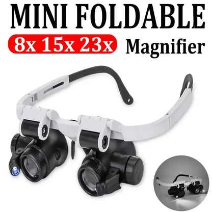 👓 BUY 2 GET 1 FREE! 🔍 Head-Worn Magnifying Glass with LED Light (8X 15X 23X) – Hands-Free, Adjustable Zoom & Bright Illumination 🎁