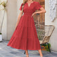 👗 50% OFF NOW! 💜 Women's Lightweight Short Sleeve V-Neck Elastic Waist Dress – Breezy & flattering – Perfect for summer, brunch or beach days – easy, comfortable style 🌸
