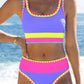 👙 60% OFF NOW! 🌈 Color Block Patchwork Nylon Sporty 3-Piece Bikini Set – High Waisted, Tummy Control & Perfect for Beach Days 🏖️