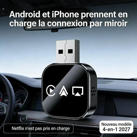 🚗 50% OFF NOW! 📱【4-in-1】Wireless CarPlay Adapter 2027 – Plug & play, compact & stable connection – Converts wired to wireless for Android/iPhone – Seamless driving experience 🔄