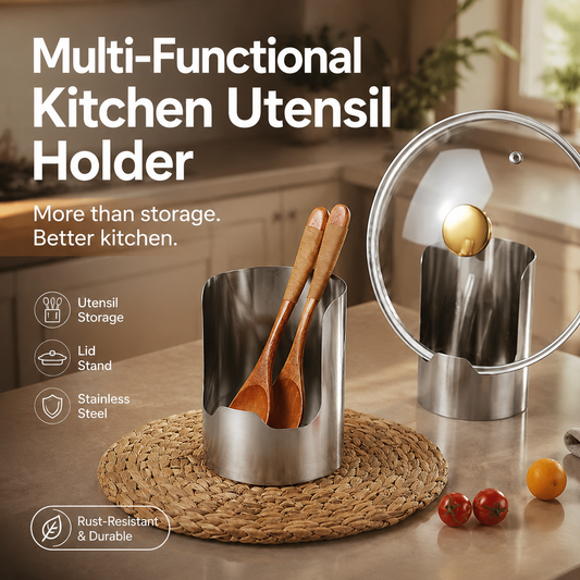 🍳 50% OFF! 🥄 Stainless Utensil Holder – Lid rest, spatula stand & organizer ✨