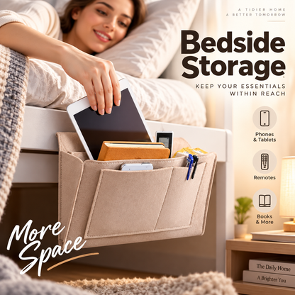 🛏️ Save 50%! 🧺 Bedside Hanging Caddy – Multi‑pocket felt organizer for dorm & bunk ✨