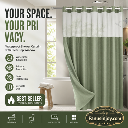 🚿 50% OFF NOW! 🛁 Waffle Pattern Shower Curtain – Waterproof, easy install & privacy protection – Adds texture & style to your bathroom ✨