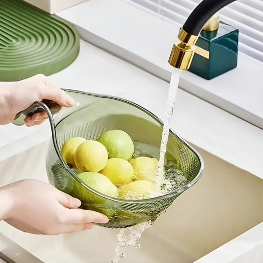 🧺 50% OFF NOW! 🍋 Multi-functional Clear Draining Basket – Hangs on sink, collapsible & quick-dry – Holds fruits, veggies or utensils – space-saving kitchen helper ✨🚰
