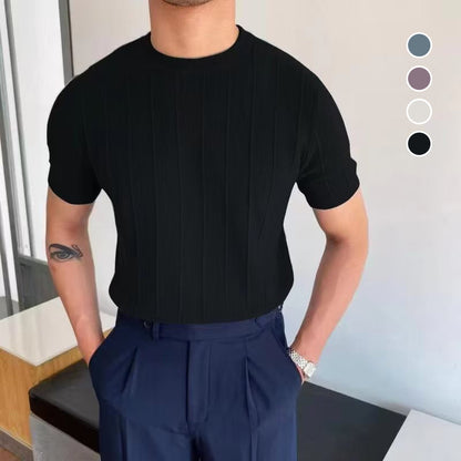👕 50% OFF NOW! 🧶 Men's Crew Neck Knit Short Sleeve Sweaters with Twist Pattern – Classic Design, Soft Texture & Perfect for Everyday Wear 🏠