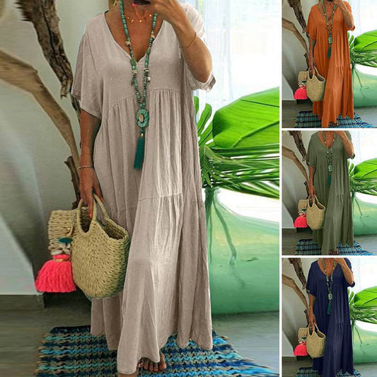 👗 50% OFF NOW! ✨ Women's Casual Long Dress – V-Neck, Loose & Flowy – Breathable fabric, relaxed fit & perfect for summer days or beach cover-ups 🌾