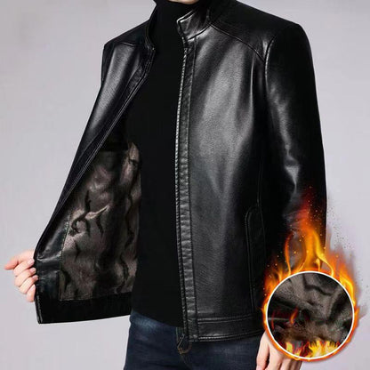 🧥 60% OFF NOW! ✨ Men’s Warm Plush Lining Leather Jacket - Windproof Genuine Leather with Thermal Insulation for Extreme Cold ❄️🛡️