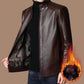 🧥 60% OFF NOW! ✨ Men’s Warm Plush Lining Leather Jacket - Windproof Genuine Leather with Thermal Insulation for Extreme Cold ❄️🛡️