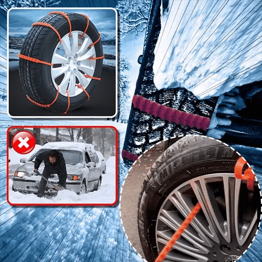 🚗 PRE 2025 WINTER HOT SALE! BUY 3 GET 1 FREE! ✨ Universal Reusable Anti-skid Nylon Tire Chains - Easy Installation with Enhanced Traction for Snow & Ice ❄️🔗