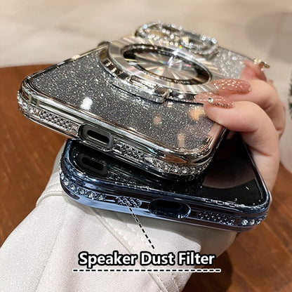 📱 35% OFF NOW! ✨ Glitter Rhinestones Magnetic iPhone Case – Invisible Stand, Secure Grip & Eye-Catching Design 💎