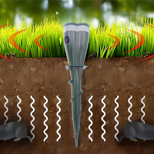 🌿 BUY 2 GET 1 FREE! 🐭 Solar Powered Waterproof Screw Mole Repellent – Ultrasonic, Eco-Friendly & Easy Installation 🌸
