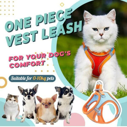 👕 50% OFF NOW! 🔥 One Piece Vest Leash – Adjustable & breathable mesh – No-pull design, comfortable padding – perfect for small to medium dogs 🐕