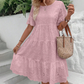 👗 50% OFF NOW! 💖 Women's Solid Round Neck Floral Cut-Out Dress – Floral detailing, breathable & perfect for a chic summer look 🌸