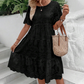 👗 50% OFF NOW! 💖 Women's Solid Round Neck Floral Cut-Out Dress – Floral detailing, breathable & perfect for a chic summer look 🌸