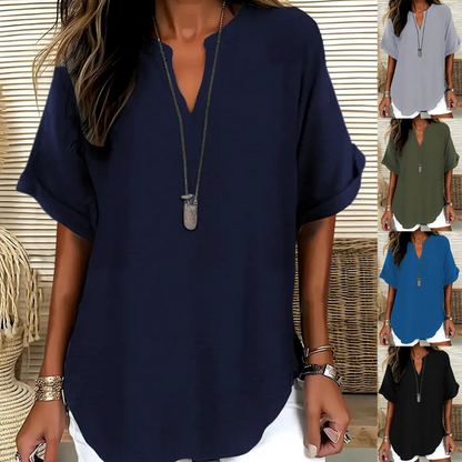 👚 50% OFF NOW! 🌸 Fashion Loose Solid Color Short Sleeve Top – Breathable Fabric, Relaxed Fit & Perfect for Spring Days ☀️