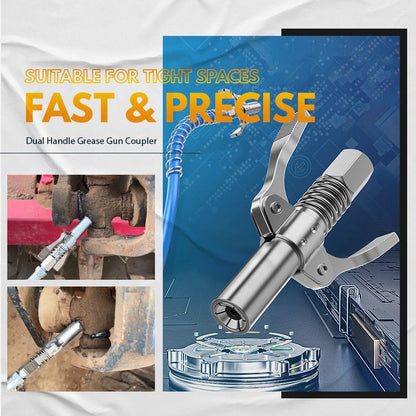 🔩 BUY 1 GET 1 FREE! ✨ High Pressure Dual Handle Grease Gun Coupler - Universal Quick-Connect Tip with 360° Swivel for Automotive & Industrial Use 🚗⚙️