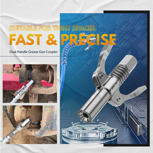 🔩 BUY 1 GET 1 FREE! ✨ High Pressure Dual Handle Grease Gun Coupler - Universal Quick-Connect Tip with 360° Swivel for Automotive & Industrial Use 🚗⚙️