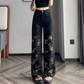 👖 50% OFF NOW! 💎 Women's Spliced Hot Rhinestones Printing Hollow Pants – Edgy Design, Breathable & Eye-Catching Style ✨
