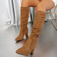 👢 60% OFF HOT SALE! ✨ Women's Solid Color High Heel Boots - Fashion Pointed Toe & Block Heel for Elegant Office and Evening Wear 💃🌟