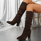 👢 60% OFF HOT SALE! ✨ Women's Solid Color High Heel Boots - Fashion Pointed Toe & Block Heel for Elegant Office and Evening Wear 💃🌟