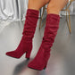 👢 60% OFF HOT SALE! ✨ Women's Solid Color High Heel Boots - Fashion Pointed Toe & Block Heel for Elegant Office and Evening Wear 💃🌟