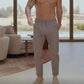 Men's Classic Solid Color Dress Pants with Pockets