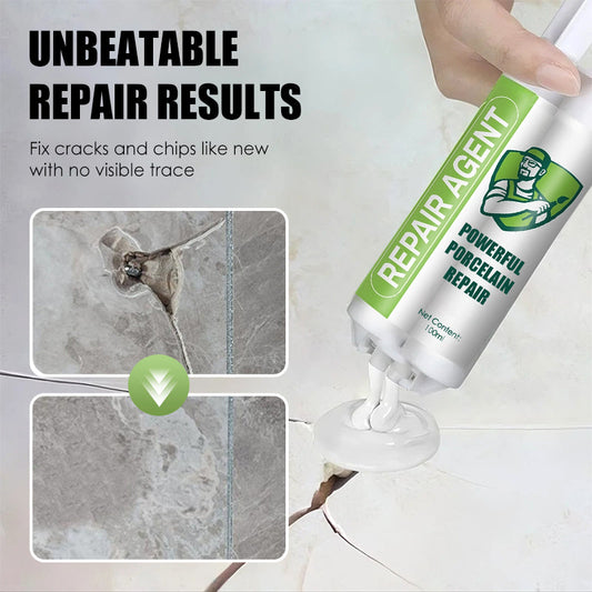 🔧 BUY 1 GET 1 FREE! ✨ Double-Tube Porcelain Repair Kit - Strong & Invisible Fix for Chips/Cracks in Tiles/Sinks/Tubs 🚽🧱