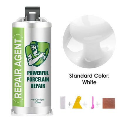🔧 BUY 1 GET 1 FREE! ✨ Double-Tube Porcelain Repair Kit - Strong & Invisible Fix for Chips/Cracks in Tiles/Sinks/Tubs 🚽🧱