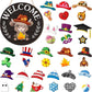 🎄 50% OFF NOW! 🍁 Interchangeable Wooden Gnome Welcome Sign - Customizable Seasonal Decor with Accessories, Perfect for Porch/Garden Holiday Display 🎅✨