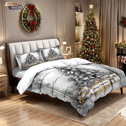 🎄 60% OFF NOW! ✨ Christmas 3-Piece Duvet Cover Set - Soft Brushed Polyester & Festive Patterns, Perfect for Holiday Bedroom Decor 🛏️❤️