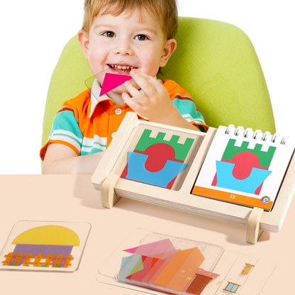 🧩 50% OFF NOW! 🏆 Geometric House Layering Puzzle - 60 Levels & Wooden Base, Perfect for Brain Teasing and Home Decor ✨