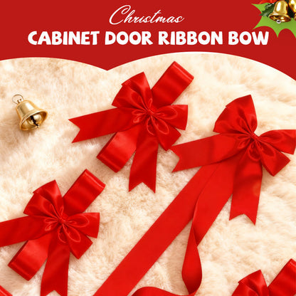 🎀 50% OFF NOW! ✨ Large Christmas Cabinet Door Ribbon Bow - Self-Adhesive with Glitter Finish for Festive Home Decor 🎄✨