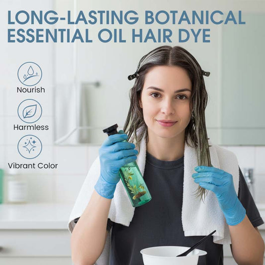 🌿 60% OFF NOW! 🔥 Botanical Essential Oil Hair Dye - Long-Lasting Color & Nourishing, Perfect for Natural Gray Coverage and Shine ✨