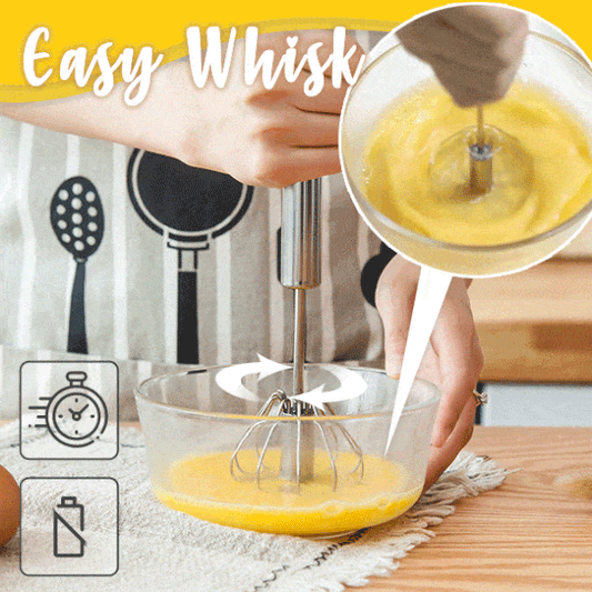 🥚 BUY 2 GET 1 FREE! 🔥 Stainless Steel Semi-Automatic Whisk - Effortless & Efficient, Perfect for Mixing and Baking ✨