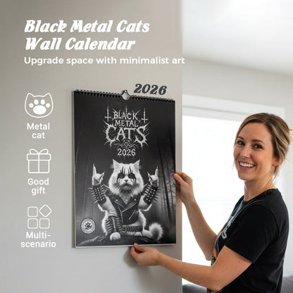 🐱 50% OFF NOW! 🎉 Black Metal Cat Calendar 2026 – Cool Design, Premium Metal & Stand Included 📦