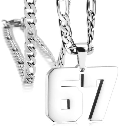 🔢 BUY 2 GET 1 FREE! ✨ 67 Number Pendant Necklace – Fashion Statement Piece, 925 Sterling Silver & Gift Box 💎🎁
