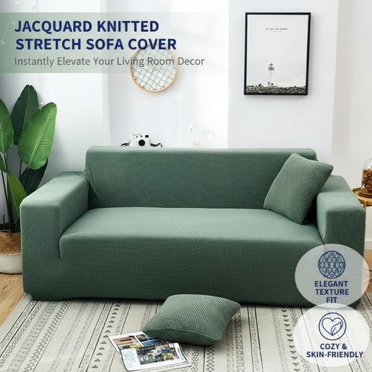 🛋️ 50% OFF NOW! 🧵 Jacquard Knitted Stretch Sofa Cover – Anti-Slip, Soft Fabric & Universal Fit 🏠