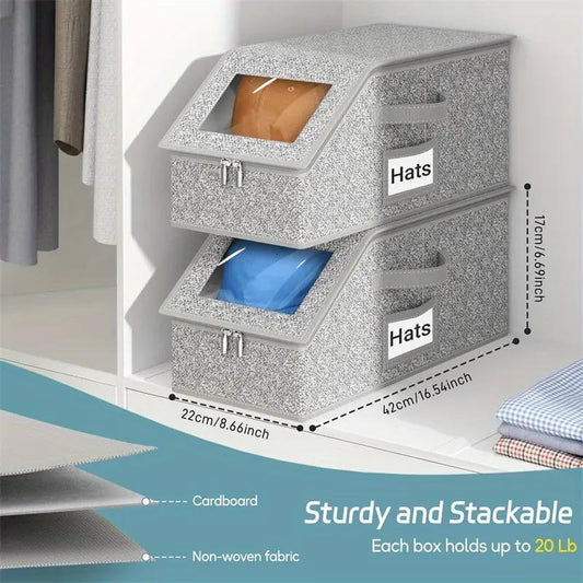🧢 60% OFF NOW! 📦 Stackable Cap Storage Boxes – Space-Saving, Dust-Free & Clear Visibility 👒