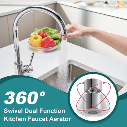 🚰 50% OFF NOW! 💧 360° Swivel Dual-Function Kitchen Faucet Aerator – Soft Stream & Power Spray, Easy Installation & Saves Water 🍽️