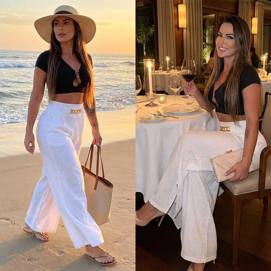 👖 60% OFF NOW! ✨ Women‘s High-Waist Wide-Leg Trousers – Belted Accent, Versatile Look & Comfortable Fit 💃