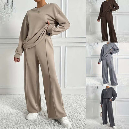 👚 60% OFF NOW! 🌞 Women's Cozy Long-Sleeve Top & Pants Set – Soft Knit Fabric, Relaxed Fit & Lounge Wear 🩳