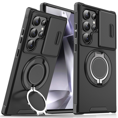 📱 50% OFF NOW! 💎 Magnetic Stand Phone Case for Samsung – Slide camera cover, 360° ring grip & kickstand – Full protection & hands-free viewing ✨