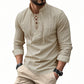 👔 50% OFF NOW! 💎 Men's Casual Solid Color Shirt – Lace-Up Neck, Modern Stand Collar & Breathable Cotton ✨