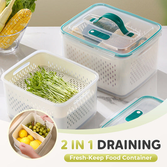🥗 50% OFF NOW! 🍱 2 in 1 Meal Prep Container – Removable Drainer, Airtight Lid & Perfect for Healthy Eating ❄️