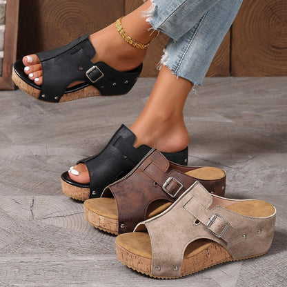 👡 50% OFF NOW! 🥳 Peep Toe Wedge Sandals – Thick platform & slip‑resistant sole – All‑day comfort without sacrificing height – perfect for summer strolls or parties 🌸✨