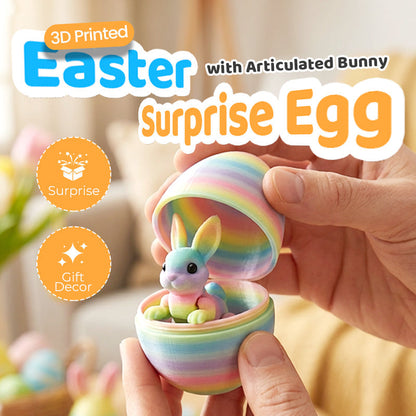 🐰 50% OFF NOW! 🥚 3D Printed Easter Surprise Egg with Articulated Bunny – Poseable Bunny, Hollow Design & Collectible Toy 🐣